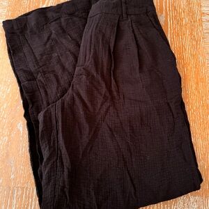 Black Linen Textured Pants